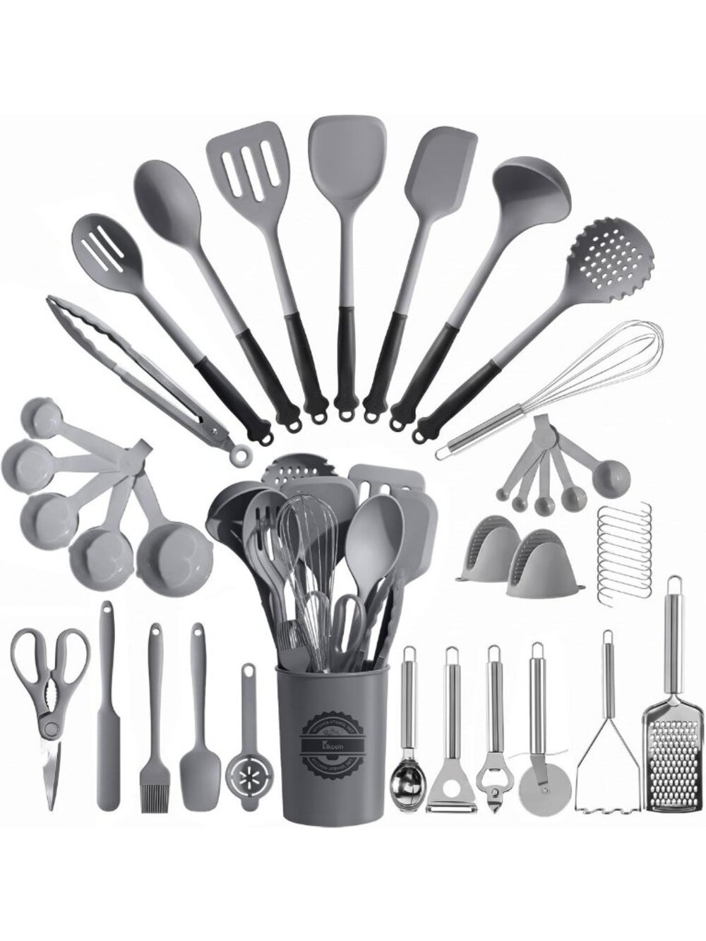 43 PCS Silicone Kitchen Utensils Set - Heat Resistant, Dishwasher Safe